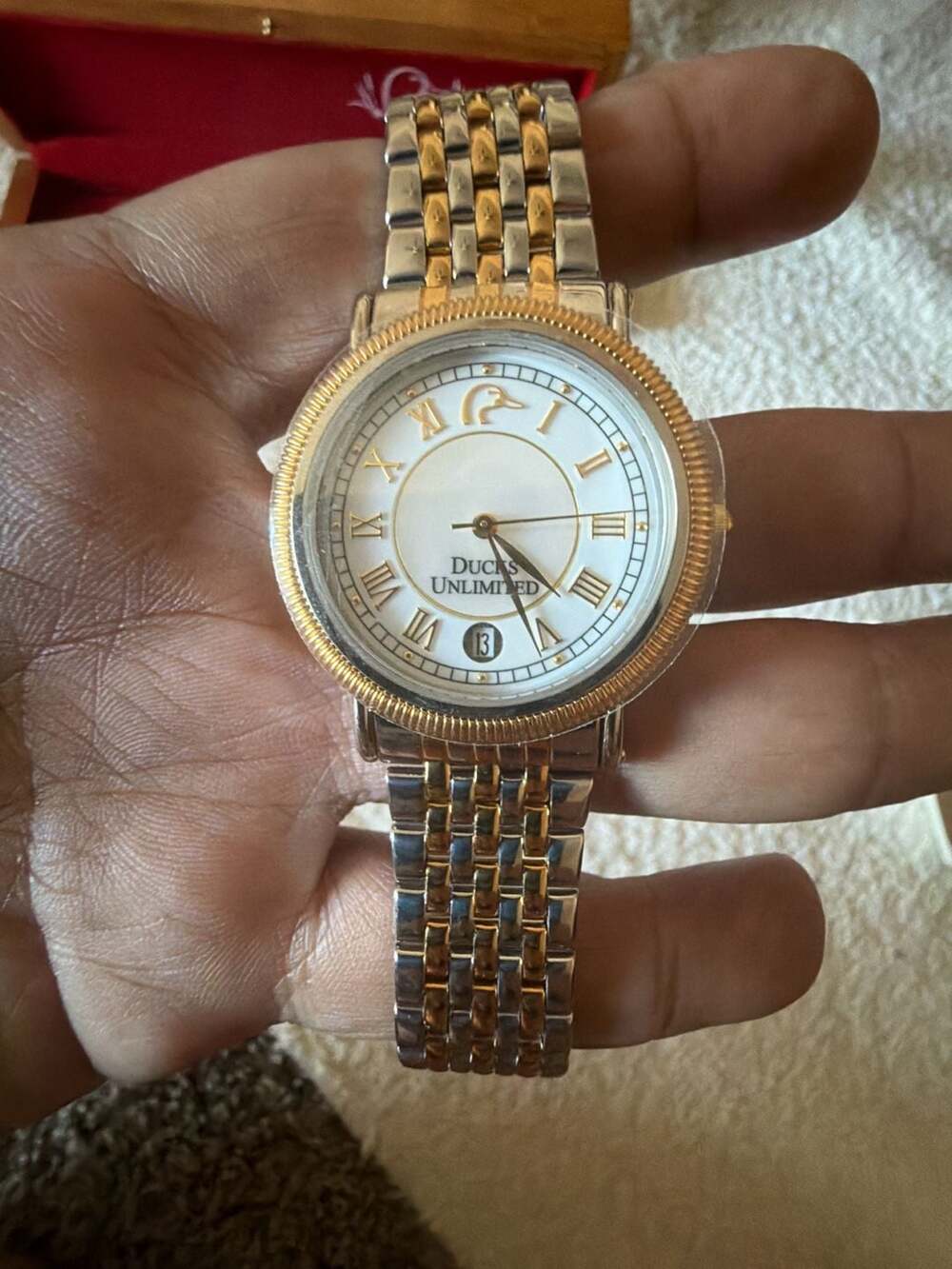 Ducks Unlimited Limited Edition Two-Tone Stainless Steel Quartz Watch with Woode